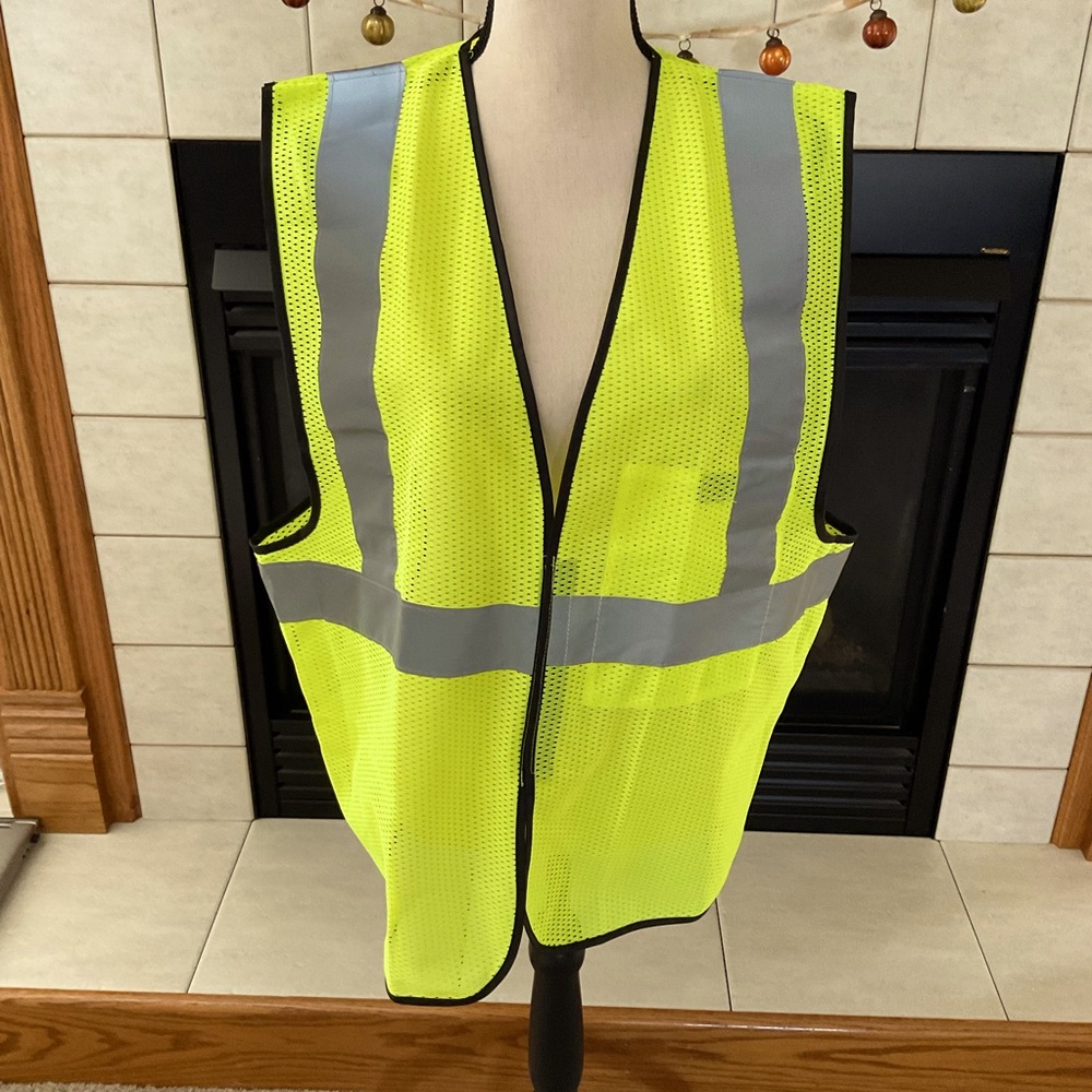 NWOT Radnor Unisex Hi-Viz Florescent Green Polyester Mesh Vest, Size L/XL